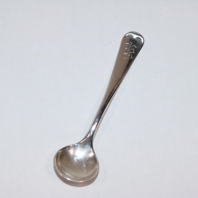 Traditional Antique Sterling Silver Late 1800’s Gorham Salt Spoon & 1980's Salt Cellar For Sale - Image 3 of 10