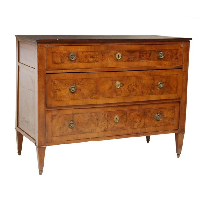 Wood Italian Neoclassical Banded Three-Drawer Commode - 19th C For Sale - Image 7 of 7