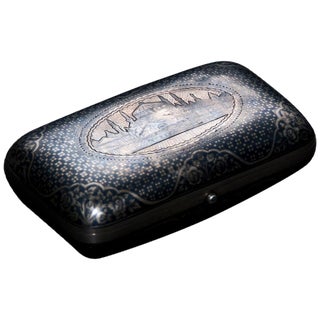 Silver Tobacco Can with View of Constantinople Istanbul, 1800s For Sale