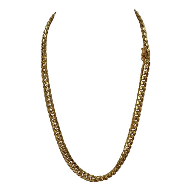 Vintage 14 Karat Yellow Gold 54.7 Gm Miami Cuban Link Italian Chain Unisex, 24" For Sale