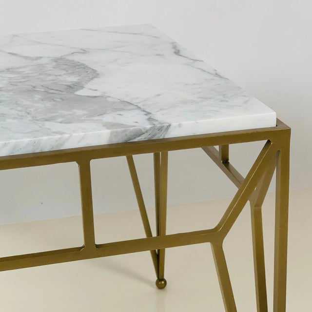 Metal Large Angulaire Marble Side Tables - A Pair For Sale - Image 7 of 10