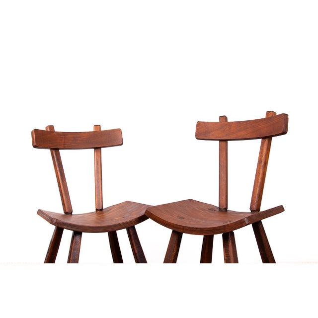 Brutalist Elm Chairs in the style of Jean Touret, 1950s, Set of 2 For Sale - Image 9 of 13