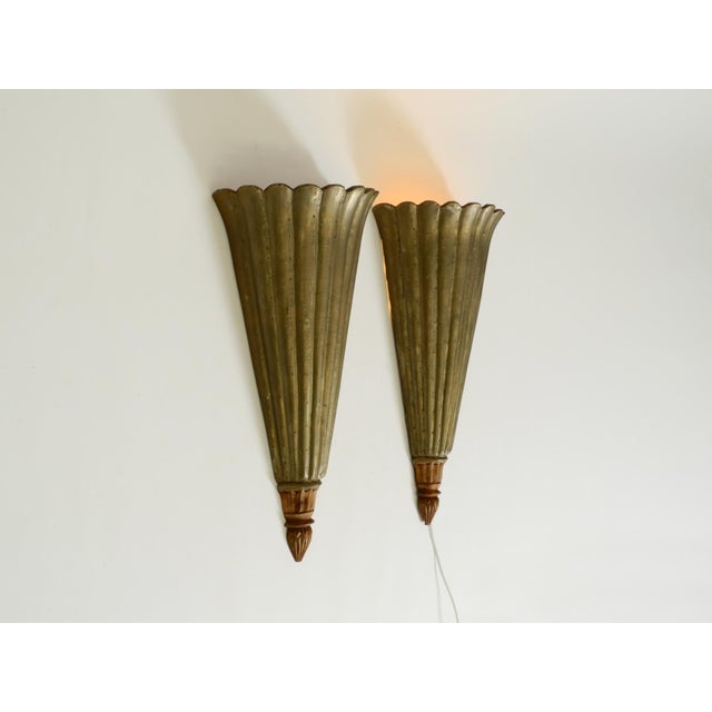 Wood Wall Lamps Made of Wood with Aluminum Cladding, 1950s, Set of 2 For Sale - Image 7 of 18
