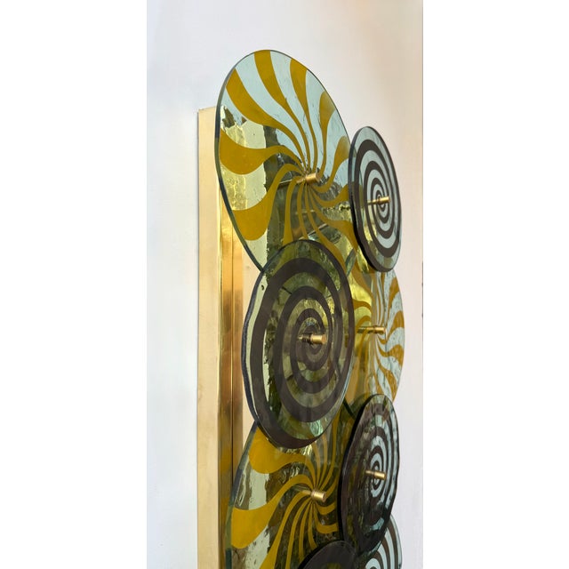 Contemporary Brass and Murano Glass Spiral Sconces, Italy, Set of 2 For Sale - Image 12 of 14