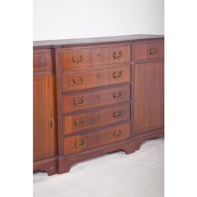 Vintage English Sideboard with Marquetry Work, 1920s For Sale - Image 4 of 9