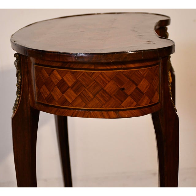 1900s Antique French Louis XV Walnut & Satinwood Inlay Side / End Table France For Sale - Image 15 of 17