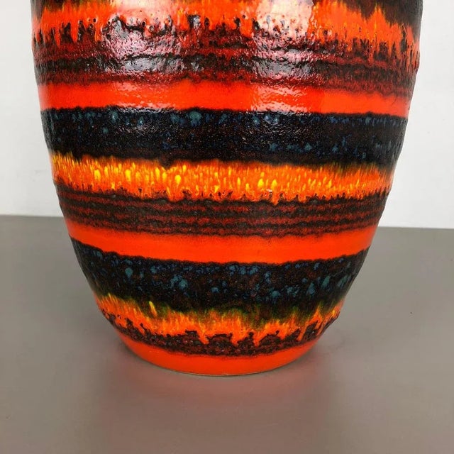 Large Multi-Color Pottery Fat Lava Multi-Color Floor Vase from Scheurich For Sale - Image 3 of 14