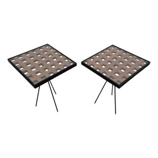 Coffee Tables in Iron, Brass, Wood and Glass, 1970s, Set of 2 For Sale
