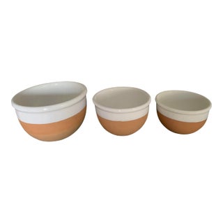 1980s Terracotta/Ceramic Nesting Bowls- Set of 3 For Sale