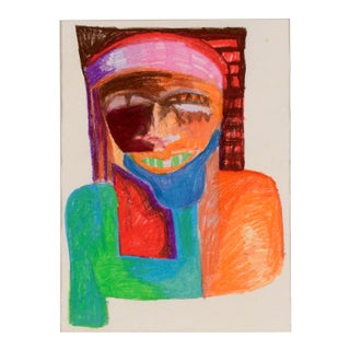 Abstracted Cubist Egyptian Pharaoh Portrait in Pastel on Paper by Michael William Eggleston For Sale