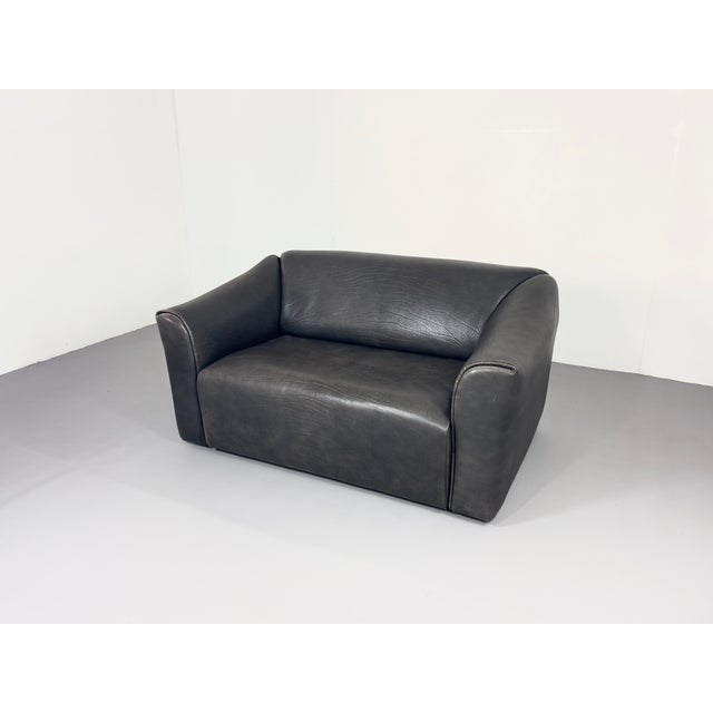 DS 47 Buffalo Leather Grey Sofa Two-Seater from De Sede, 1980s For Sale - Image 4 of 14