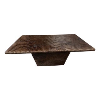 Andrianna Shamaris Impressive Minimalist Carved Coffee Table For Sale