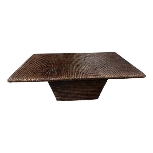 Andrianna Shamaris Impressive Minimalist Carved Coffee Table For Sale