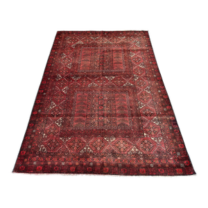 Burgundy Adraskan Baluch Hand-Knotted Wool Rug - 8'4" X 5'8"