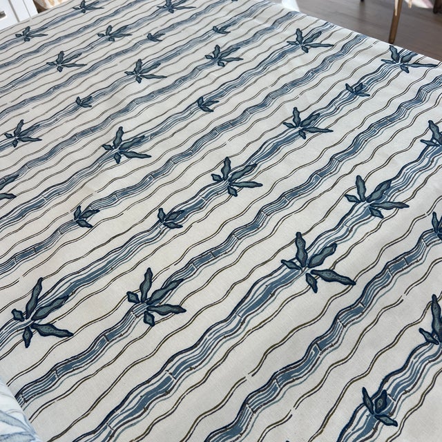 Hand Screen Printed Jed Johnson Home Walden in Blue Linen Fabric- By the Yard For Sale In New York - Image 6 of 6