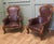 A Pair of Victorian Leather Spoon Back Easy Chairs. The chairs have solid carved mahogany frames, they are set on chunky...