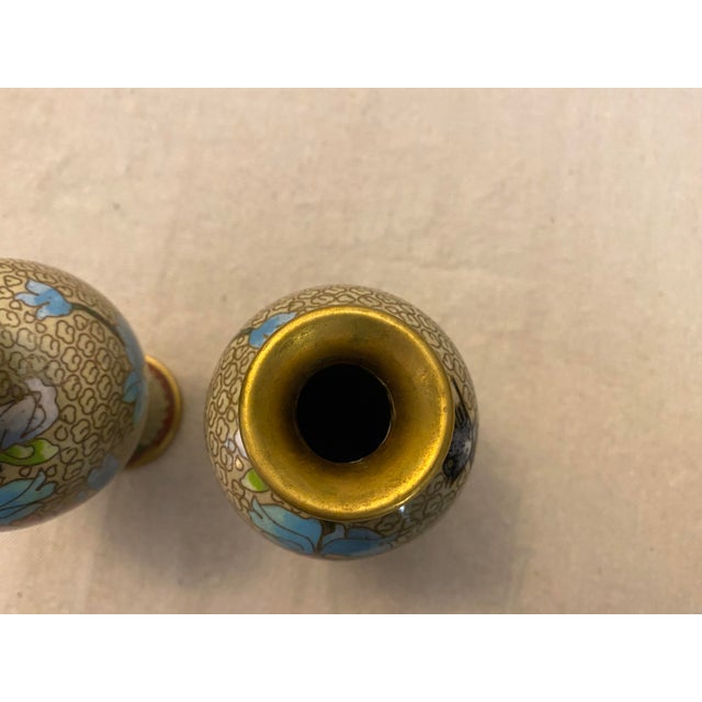 Vintage Cloisonné Love Birds Vases - Set of 2 For Sale - Image 11 of 11