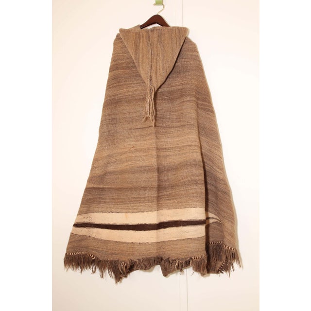 1950s Moroccan Burnous Wool Cape by Berber Tribes, Hand-Woven Art For Sale - Image 11 of 13