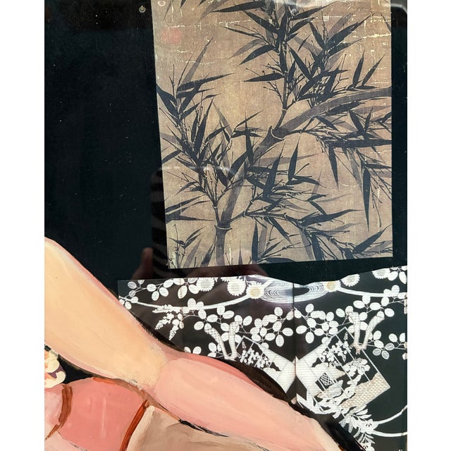 The model is deliciously draped over a black and white botanical print couch, with the print also forming a crown. A...