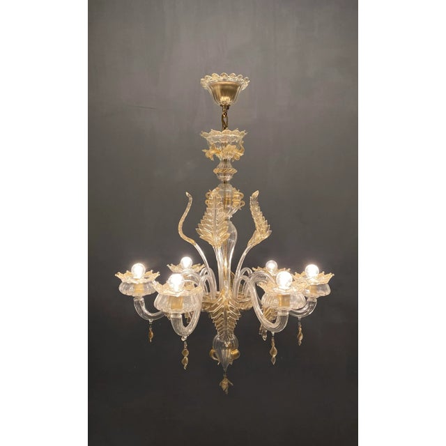 Italian Murano Glass Gold Chandelier by La Murrina For Sale - Image 3 of 18