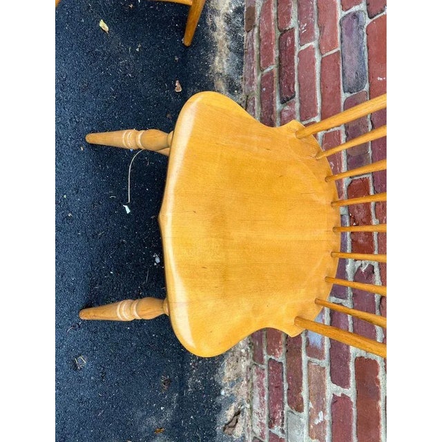 Brown Late 20th Century Vintage Maple Fan Back Spindle Windsor Dining Chairs - Set of 4 For Sale - Image 8 of 10
