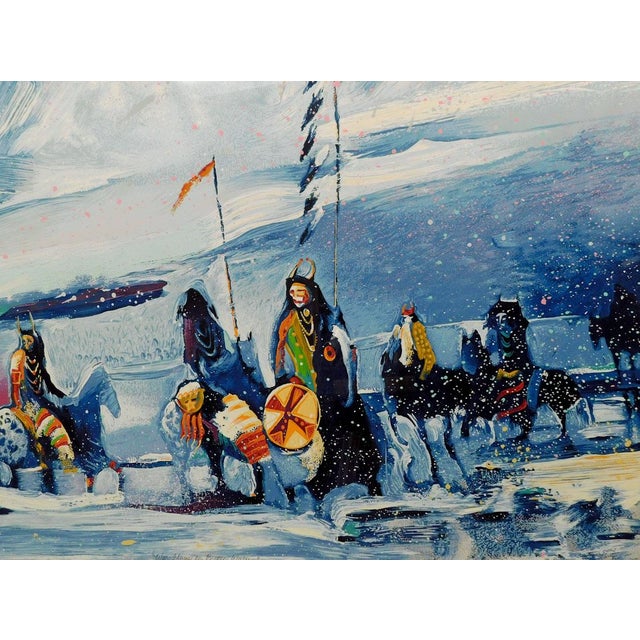 Blue Earl Biss "War Flag on Broken Water" Hand Signed Landscape Framed 25/225 For Sale - Image 8 of 10