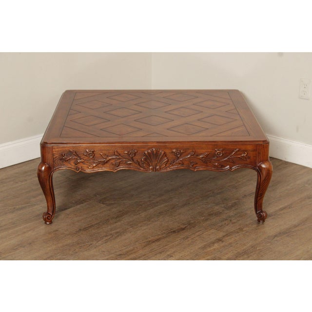 Henredon French Provincial Style Carved Oak Coffee Table For Sale - Image 9 of 12
