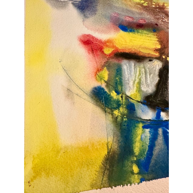 Massive 24x36 Original 1972 George Emmett Calvert Abstract Expressionist Watercolor Painting - Framed For Sale - Image 4 of 6