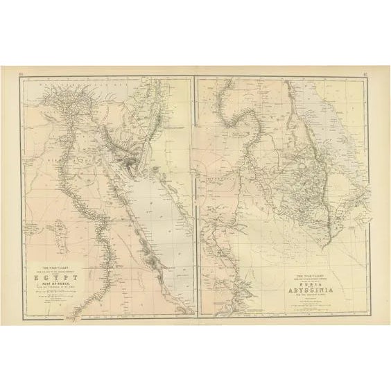 Antique Map of Egypt, Nubia and Abyssinia, 1882 For Sale