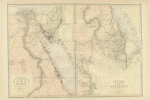 Antique Map of Egypt, Nubia and Abyssinia, 1882