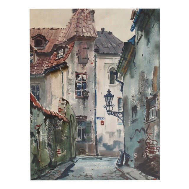 Janis Brekte, Town, 1965, Watercolor on Paper For Sale