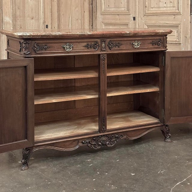 Antique Country French Louis XIV Walnut Marble Top Buffet For Sale - Image 15 of 18
