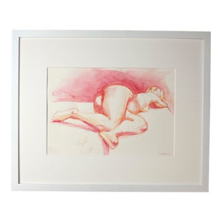 Contemporary Nude Figure Painting in Tropical Pink For Sale