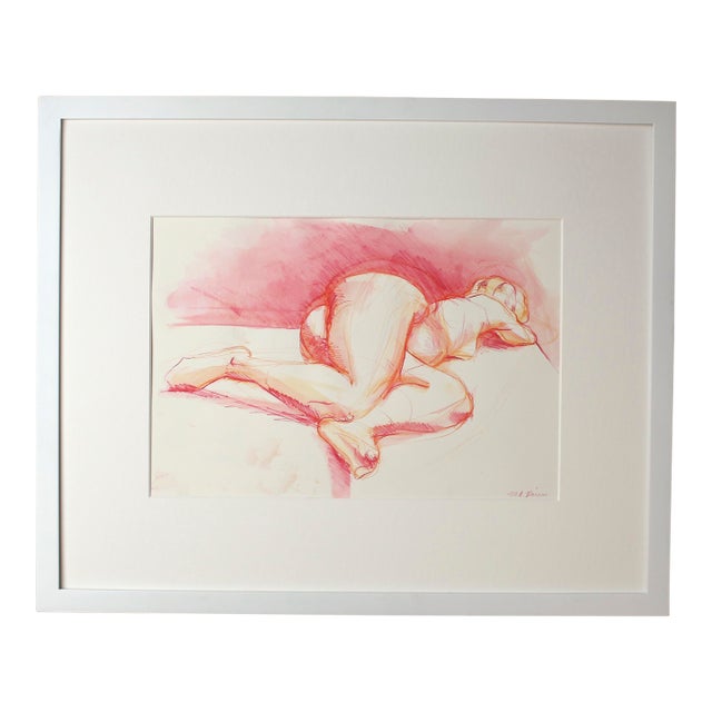 Contemporary Nude Figure Painting in Tropical Pink For Sale