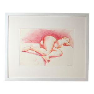 Contemporary Nude Figure Painting in Tropical Pink