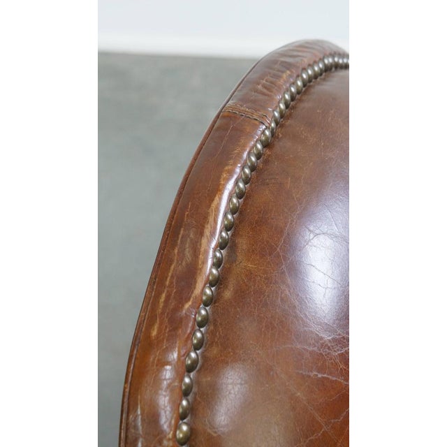 Round Cowhide Armchair with Decorative Nails For Sale - Image 12 of 14