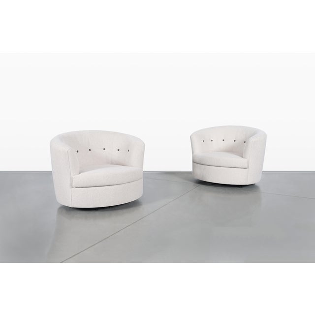 Mid-Century Modern Mid-Century Modern Barrel Back Swivel Lounge Chairs, 1960s For Sale - Image 3 of 14