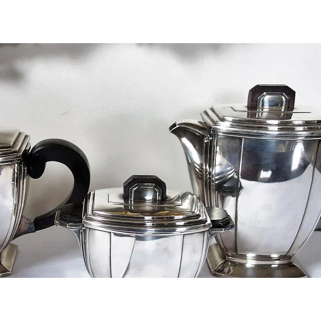 Parisian Silver Edition Coffee and Tea Service by Ravinet Denfert, 1920s, Set of 4 For Sale - Image 4 of 12