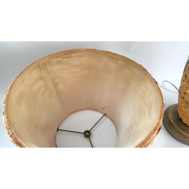 Lamp Seagrass Wicker Rattan & Shade For Sale - Image 11 of 11