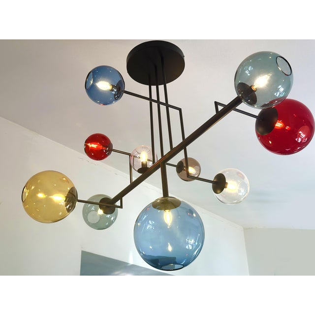 2020s Contemporary Multicolor Spheres Murano Glass Sputnik Chandelier by Simoeng For Sale - Image 5 of 17