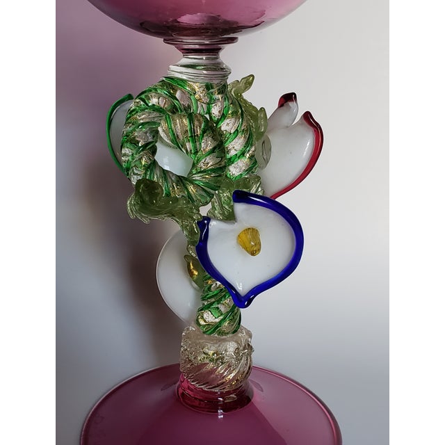 Late 20th Century Davide Fuin Murano Glass Tazza Compote Bowl 16in For Sale - Image 6 of 17