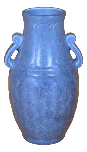 Rookwood 1930 XXX 6096 Matte Blue Basketweave Handled Vase