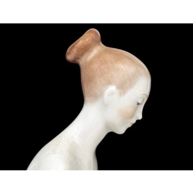 Mid 20th Century Vintage Budapest Hungary Hand-Painted Ceramic Nude Female Figurine Sculpture, Mid-Century Modern For Sale - Image 5 of 7