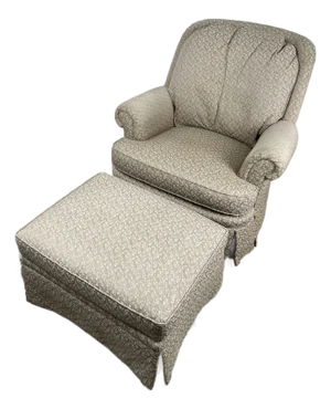 Vintage Upholstered Rocking Club Chair and Ottoman by Jessica Charles