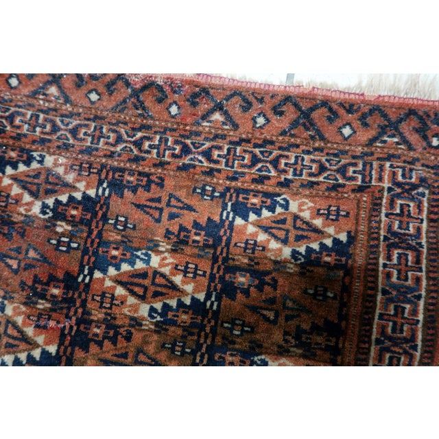 1900s, Handmade Antique Turkmen Yomud Collectible Mat Rug 1.3' X 1.6' For Sale In New York - Image 6 of 9