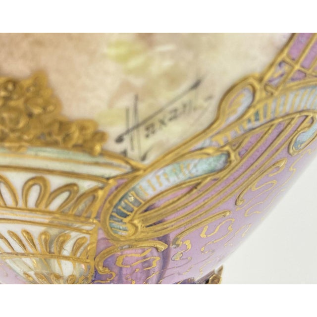 Antique 19th Century French Sevres Porcelain & Bronze Vase. Signed Maxant. For Sale - Image 10 of 12
