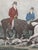 Large Vintage “The Earl of Derby’s Stag Hounds” Equestrian Artwork, Custom Framed Blue, Cream, Red For Sale - Image 12 of 18