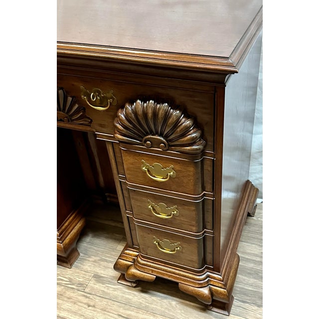 This Kneehole Bureau is an example of very fine contemporary American Craftsmanship. It was bench made and signed by D. S....