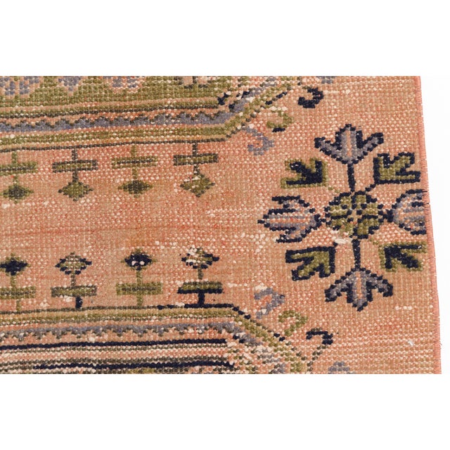 Turkish Faded Terracotta & Sage Vintage Rug For Sale - Image 3 of 10
