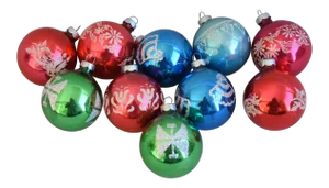 Vintage Colorful Christmas Ornaments W/Box - Set of 10